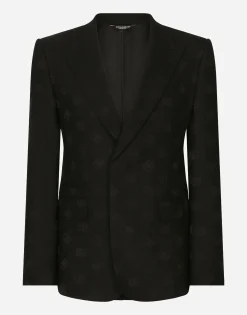 Single-breasted wool Sicilia-fit jacket with jacquard DG detailing