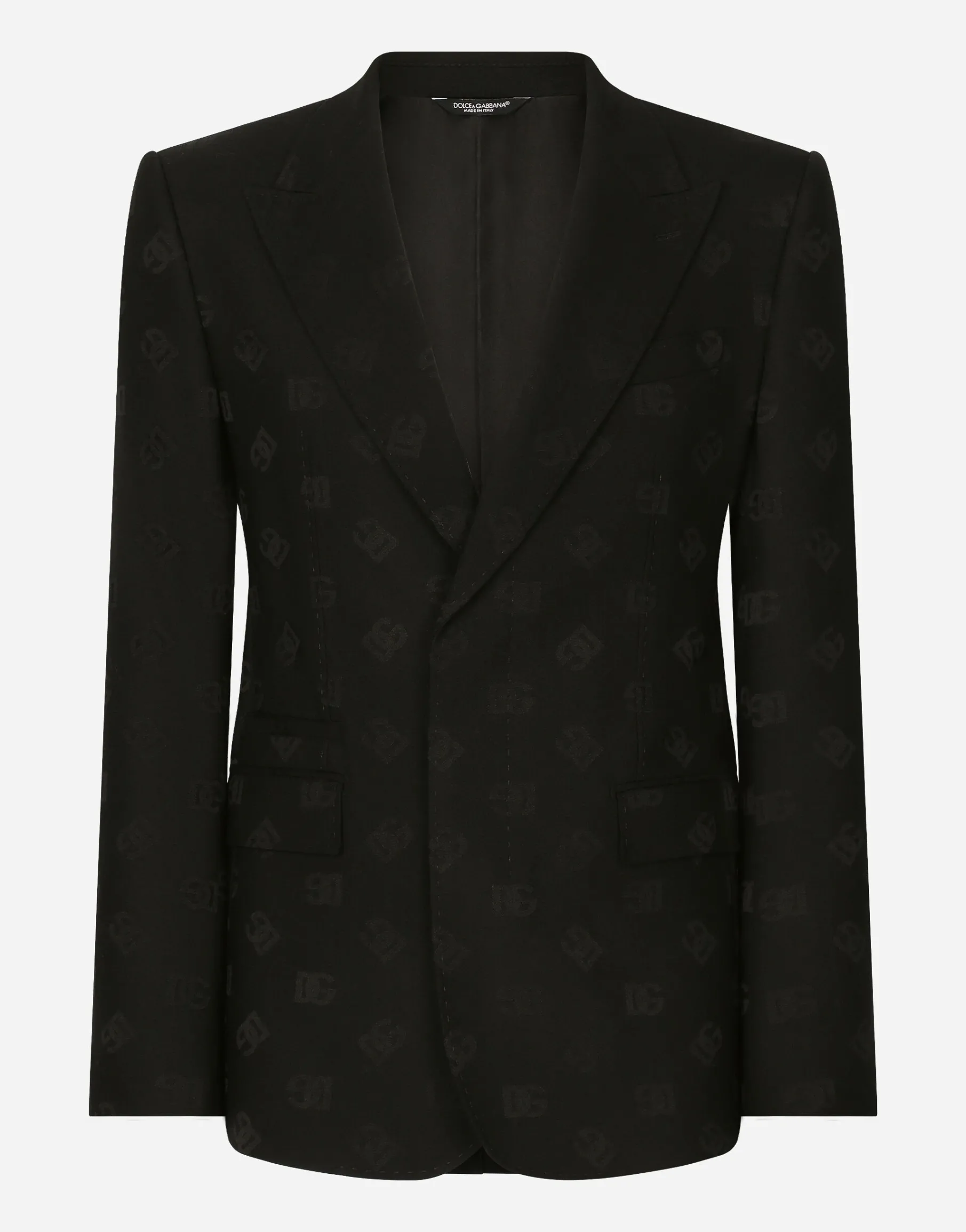 Single-breasted wool Sicilia-fit jacket with jacquard DG detailing