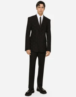 Single-breasted wool Sicilia-fit jacket with jacquard DG detailing