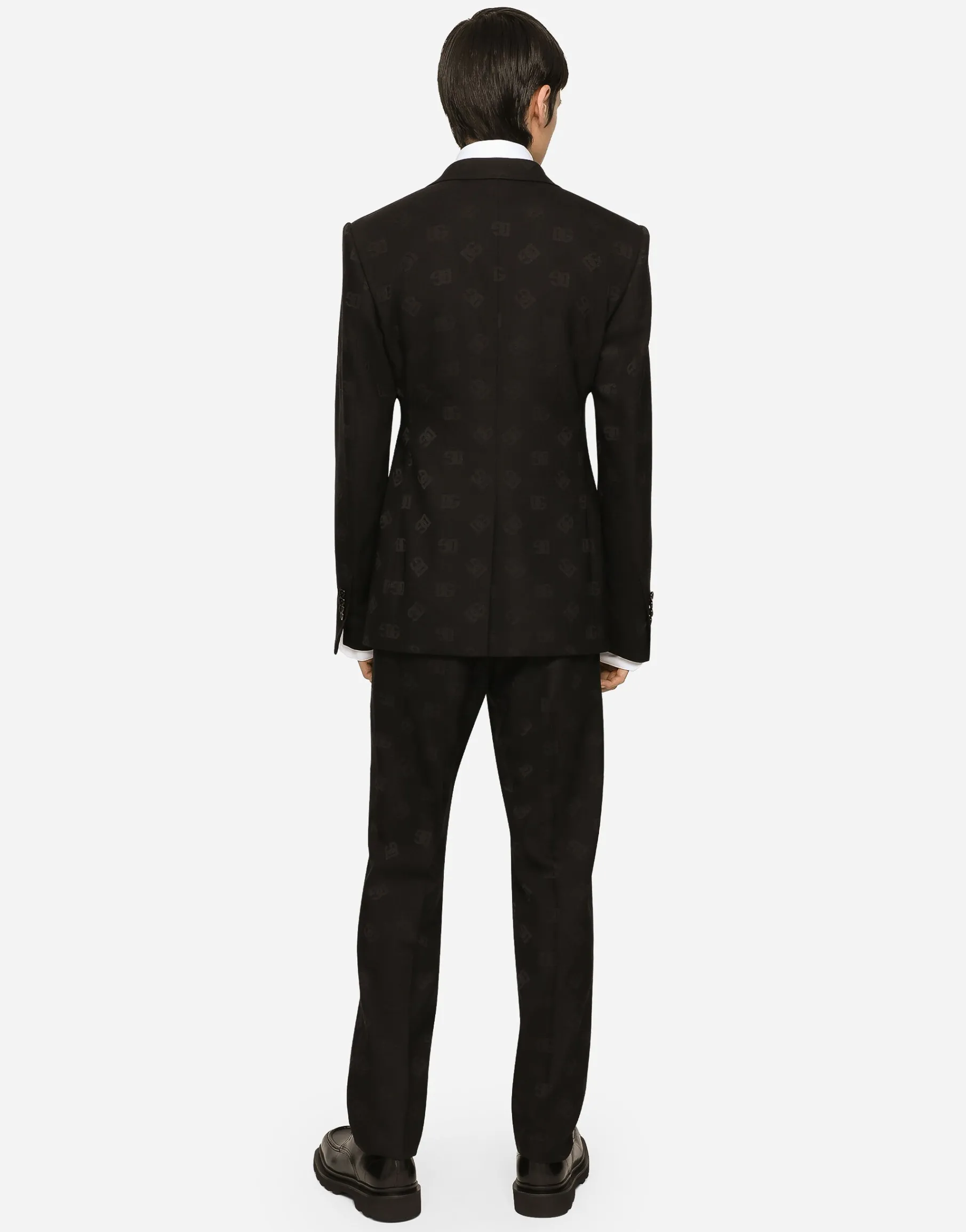 Single-breasted wool Sicilia-fit jacket with jacquard DG detailing