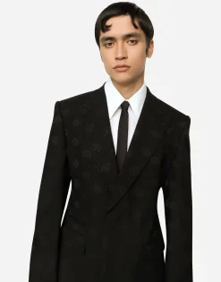 Single-breasted wool Sicilia-fit jacket with jacquard DG detailing