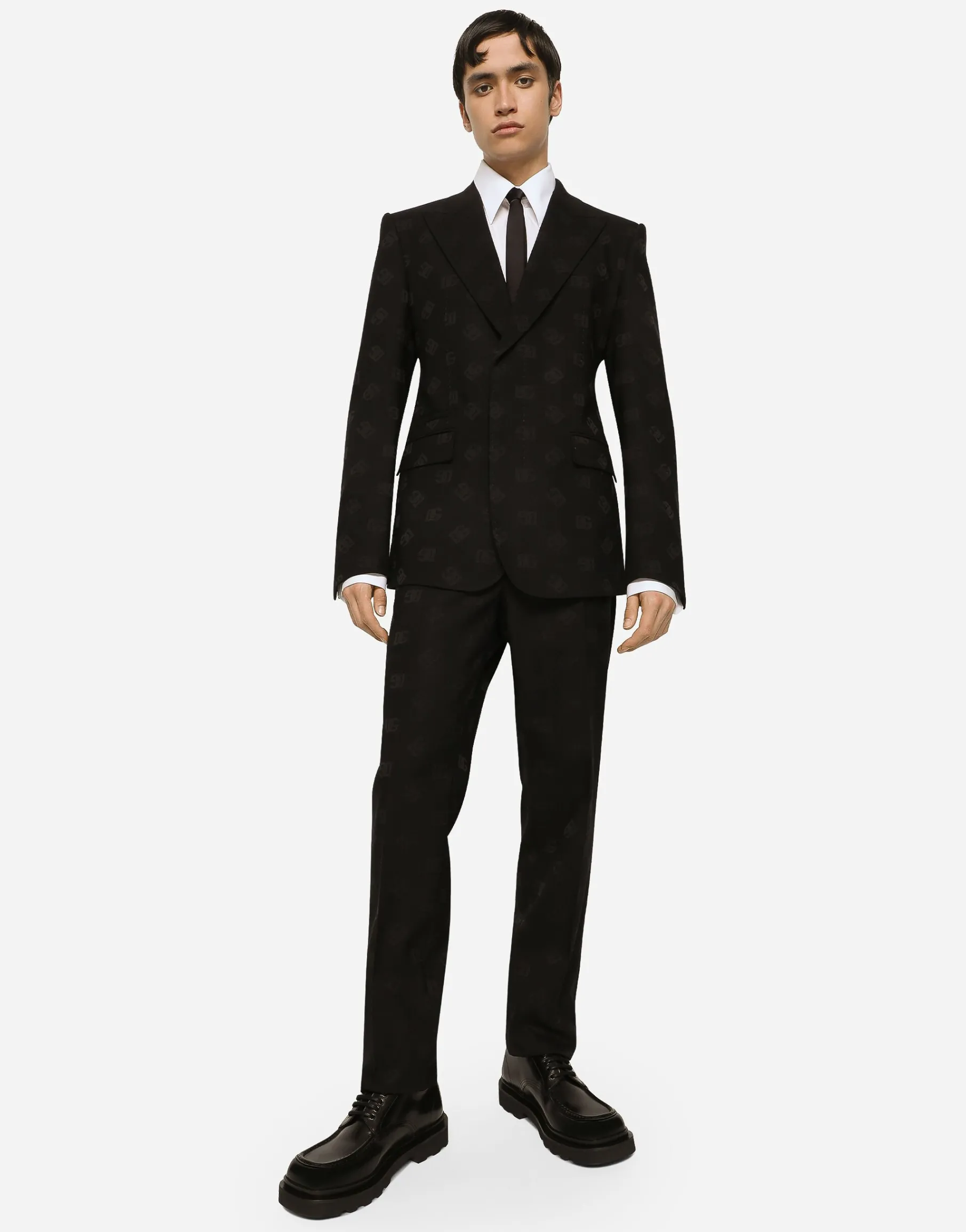 Single-breasted wool Sicilia-fit jacket with jacquard DG detailing