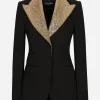 Single-breasted wool Turlington jacket with sequined lapels