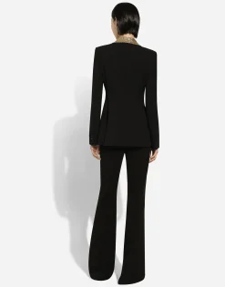 Single-breasted wool Turlington jacket with sequined lapels