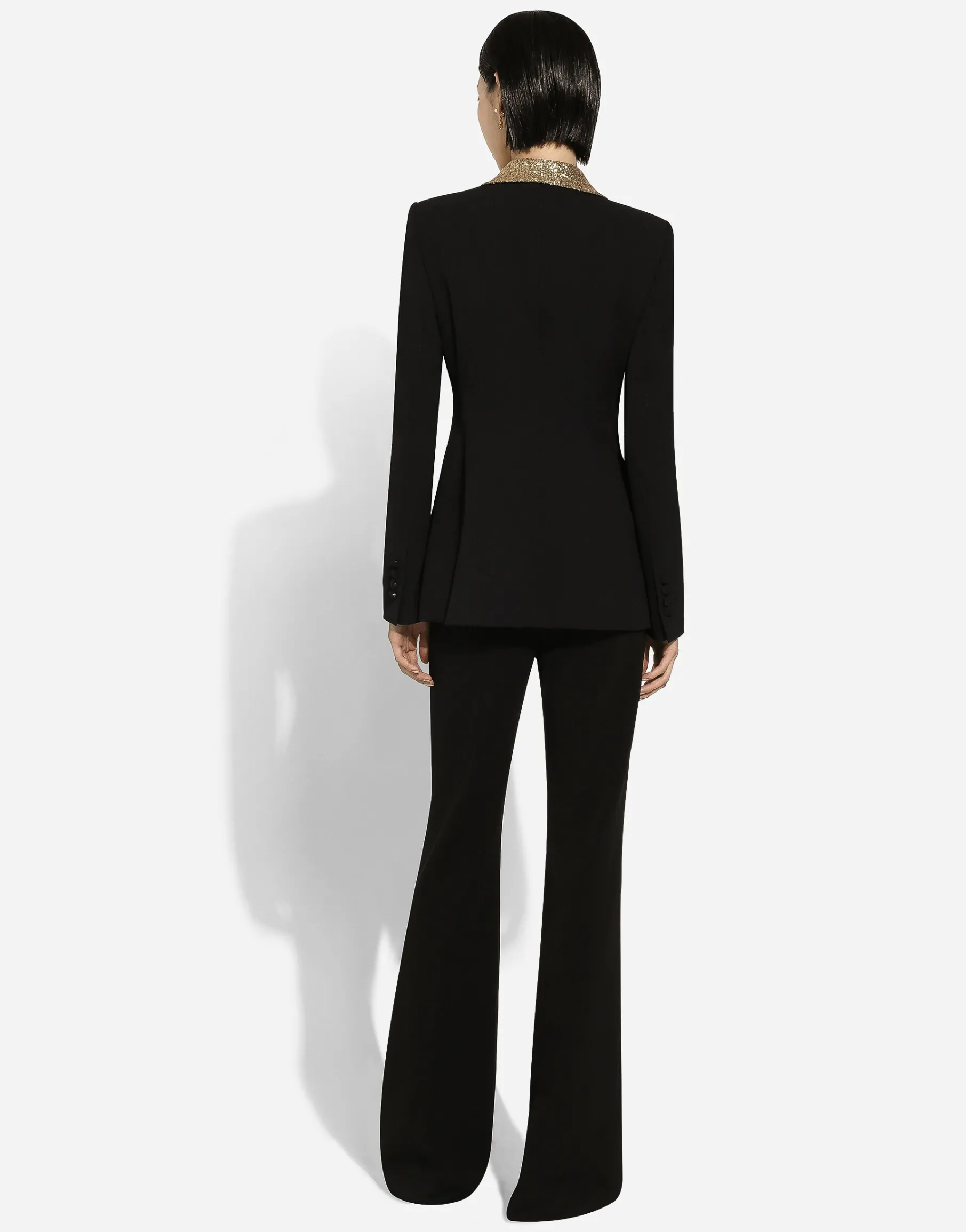 Single-breasted wool Turlington jacket with sequined lapels