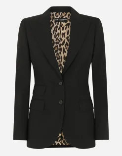 Single-breasted woolen Turlington blazer
