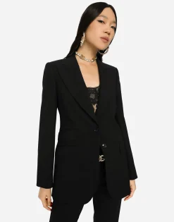 Single-breasted woolen Turlington blazer