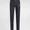 Skinny stretch cotton jeans with patch