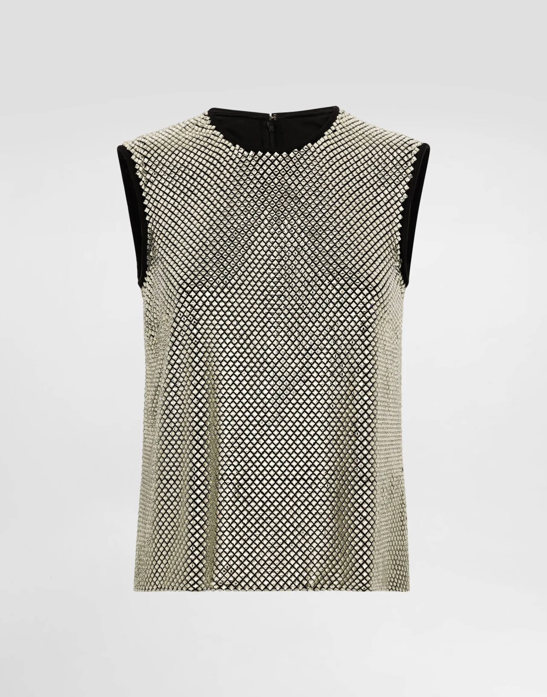 Sleeveless blouse in crystal mesh