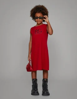 Sleeveless cady dress with DG patch