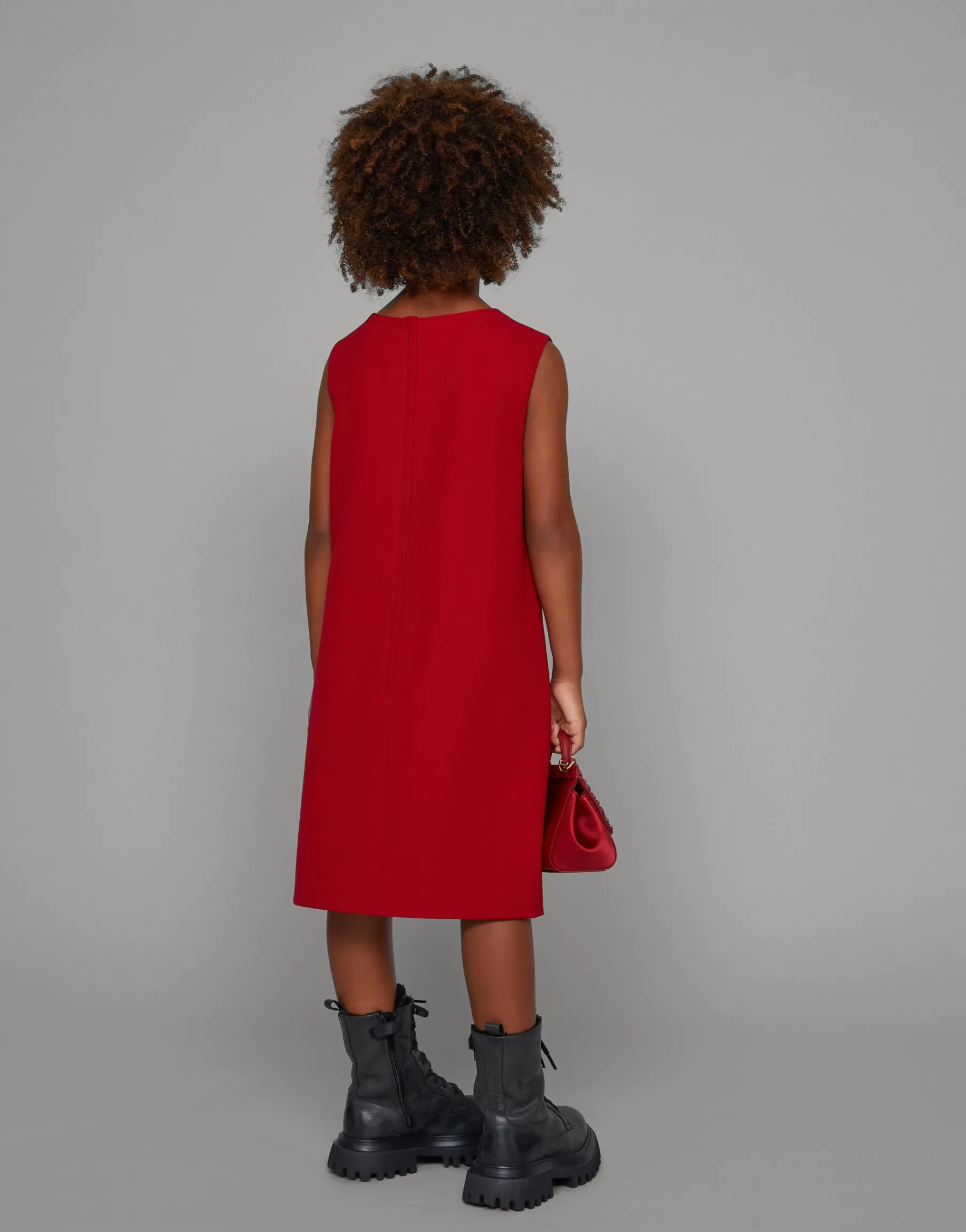 Sleeveless cady dress with DG patch