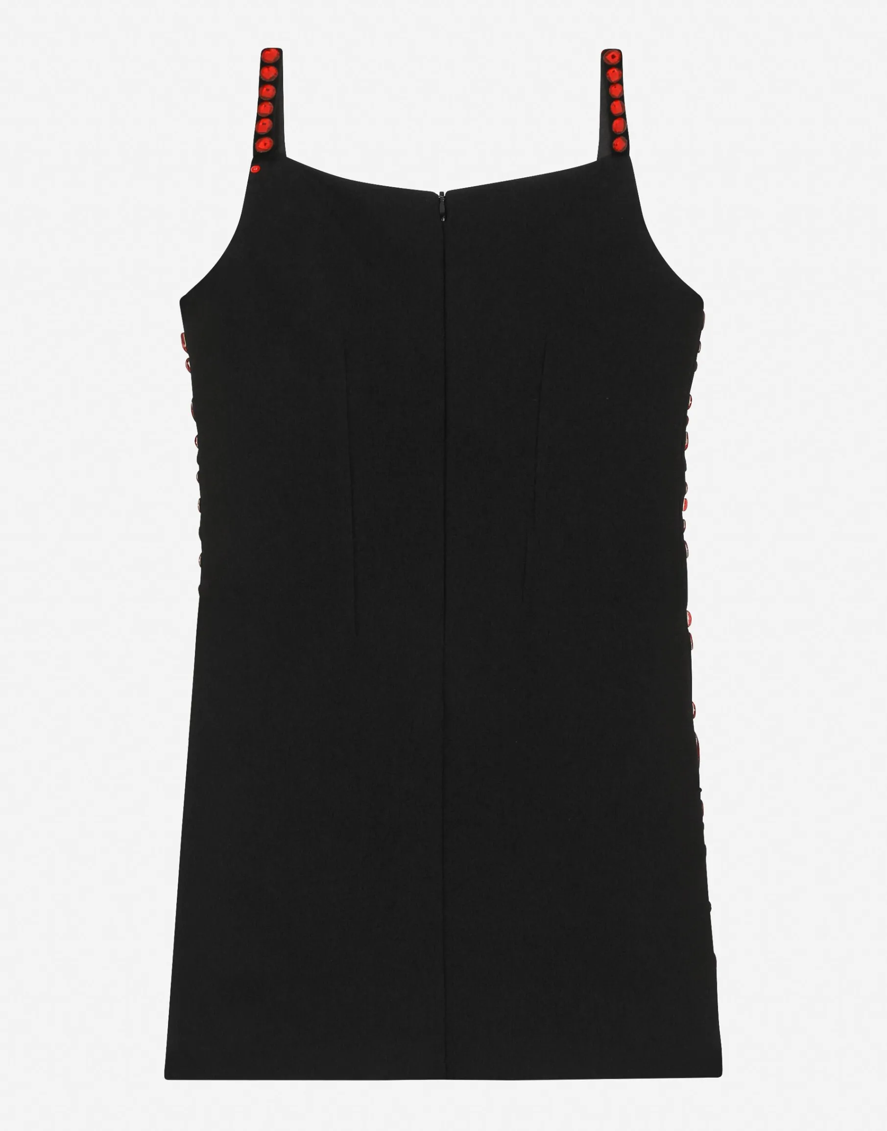 Sleeveless dress with fusible rhinestones