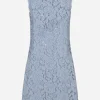 Sleeveless floral lace A-line dress with DG logo