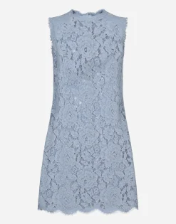 Sleeveless floral lace A-line dress with DG logo