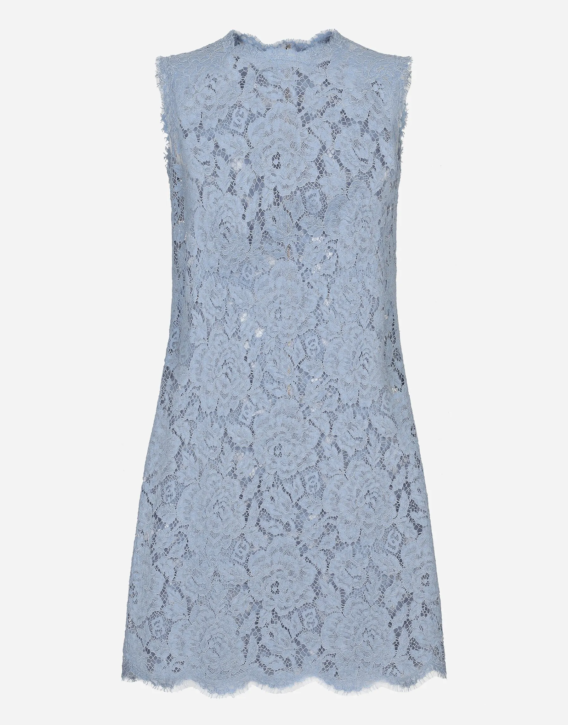 Sleeveless floral lace A-line dress with DG logo