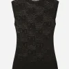 Sleeveless lace-stitch sweater with DG logo