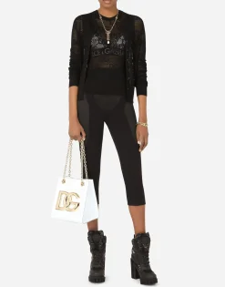 Sleeveless lace-stitch sweater with DG logo