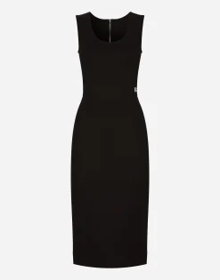 Sleeveless Milano rib midi dress