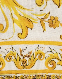 Sleeveless silk sweater with majolica print