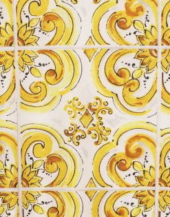 Sleeveless silk sweater with majolica-print silk twill panel on the front