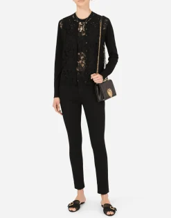 Sleeveless wool and lace sweater
