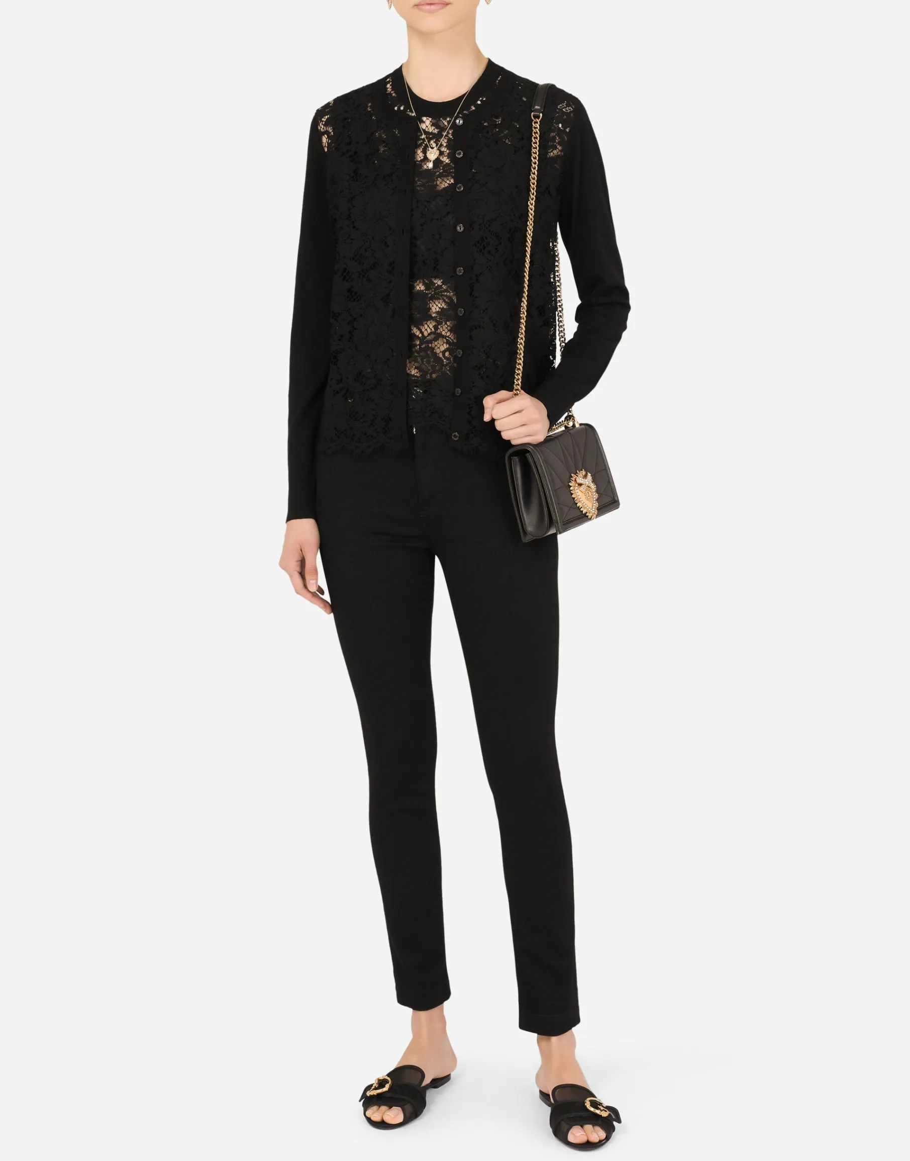 Sleeveless wool and lace sweater