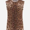 Sleeveless wool sweater with leopard print