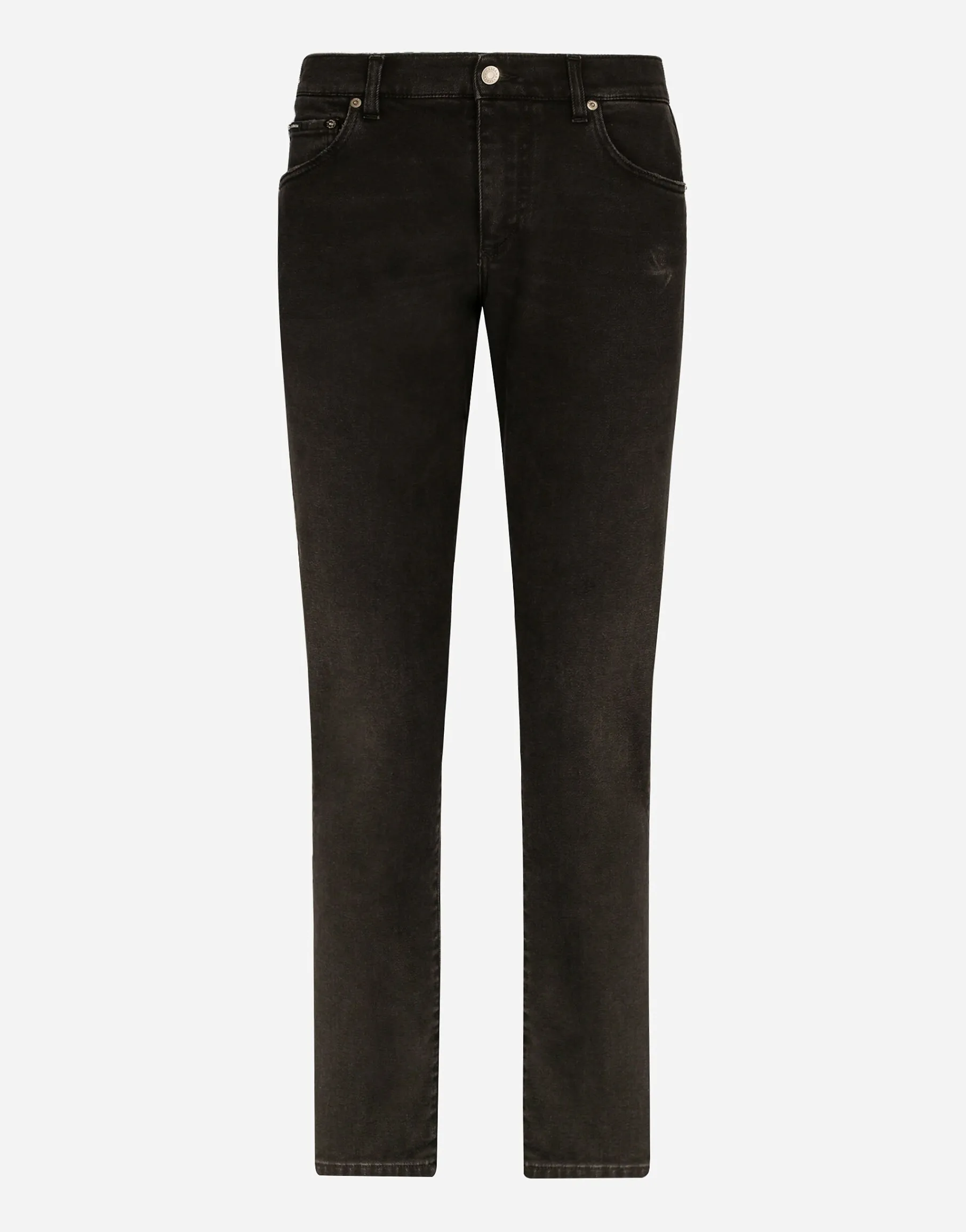 Slim fit stretch denim jeans with subtle abrasions