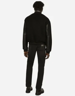 Slim fit stretch denim jeans with subtle abrasions