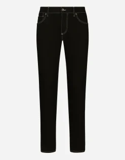 Slim-fit stretch black denim jeans
