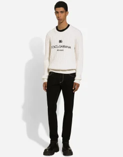 Slim-fit stretch black denim jeans
