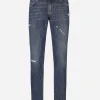 Slim-fit stretch blue denim jeans