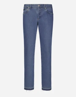 Slim-fit stretch blue denim jeans