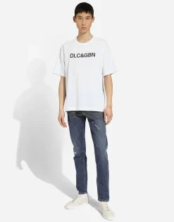 Slim-fit stretch blue denim jeans