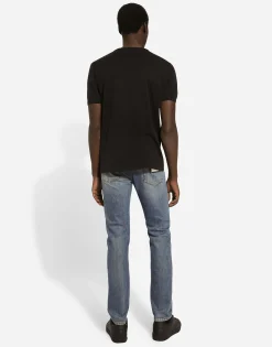 Slim-fit stretch blue denim jeans