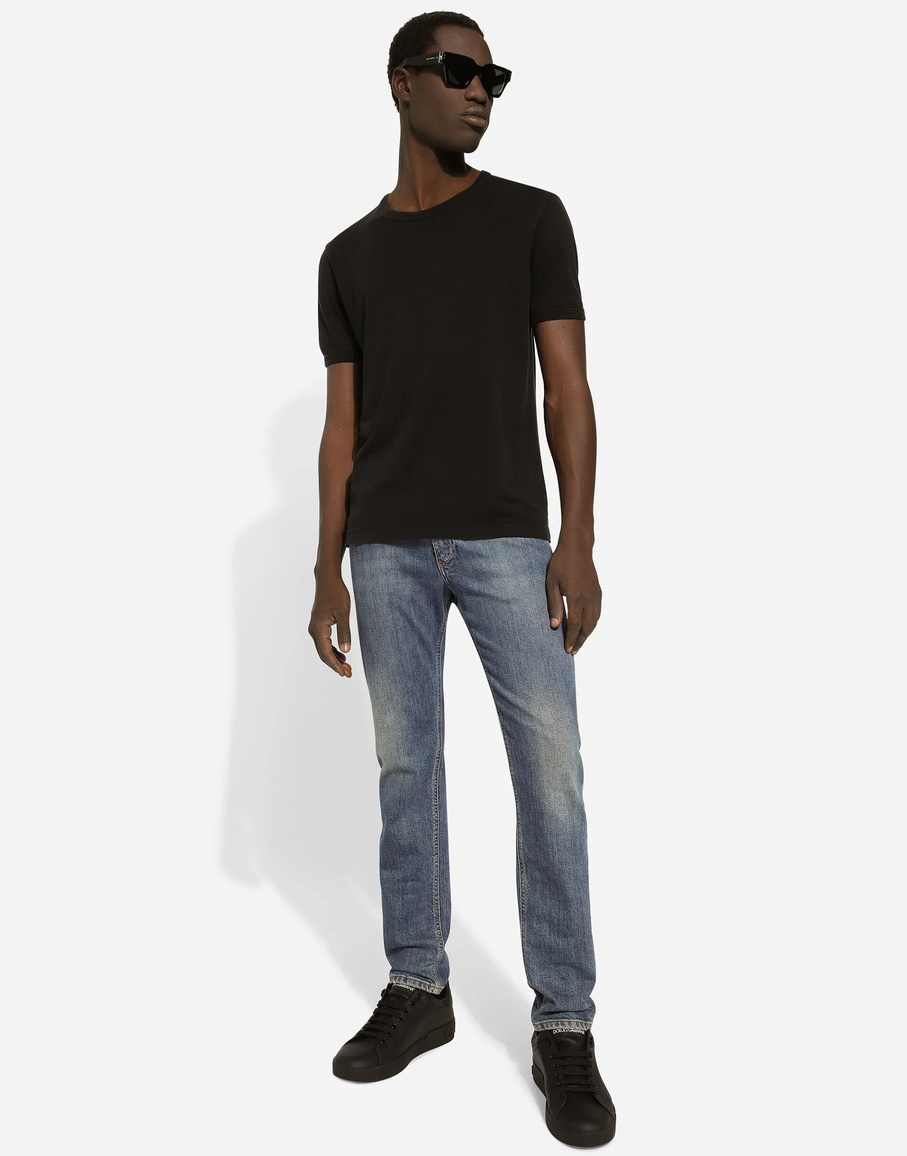 Slim-fit stretch blue denim jeans