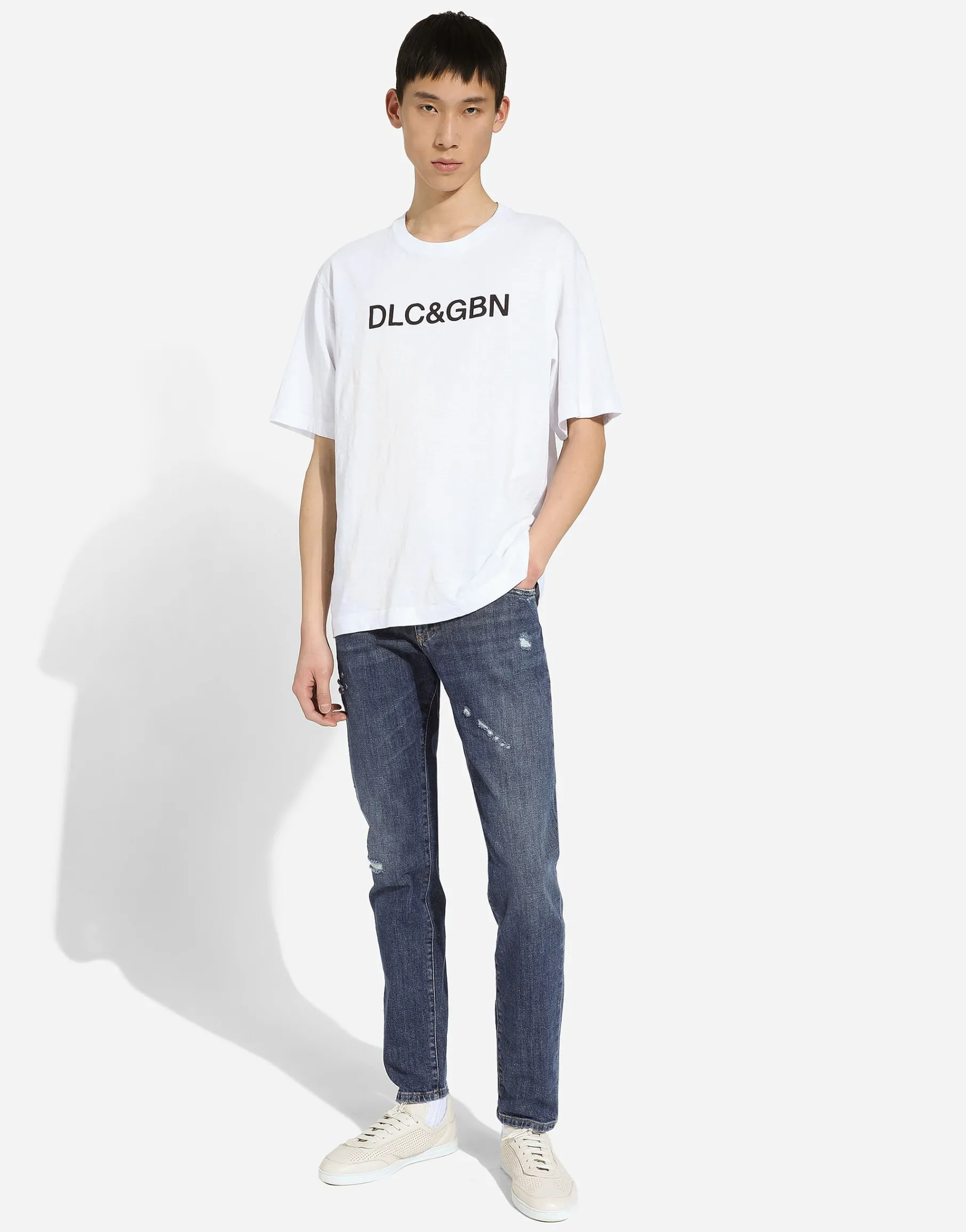 Slim-fit stretch blue denim jeans