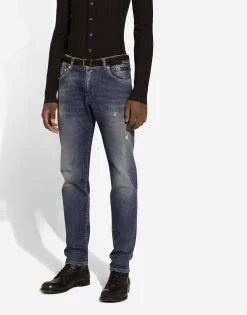 Slim-fit stretch denim jeans