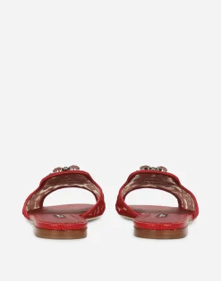 Slippers in lace with crystals