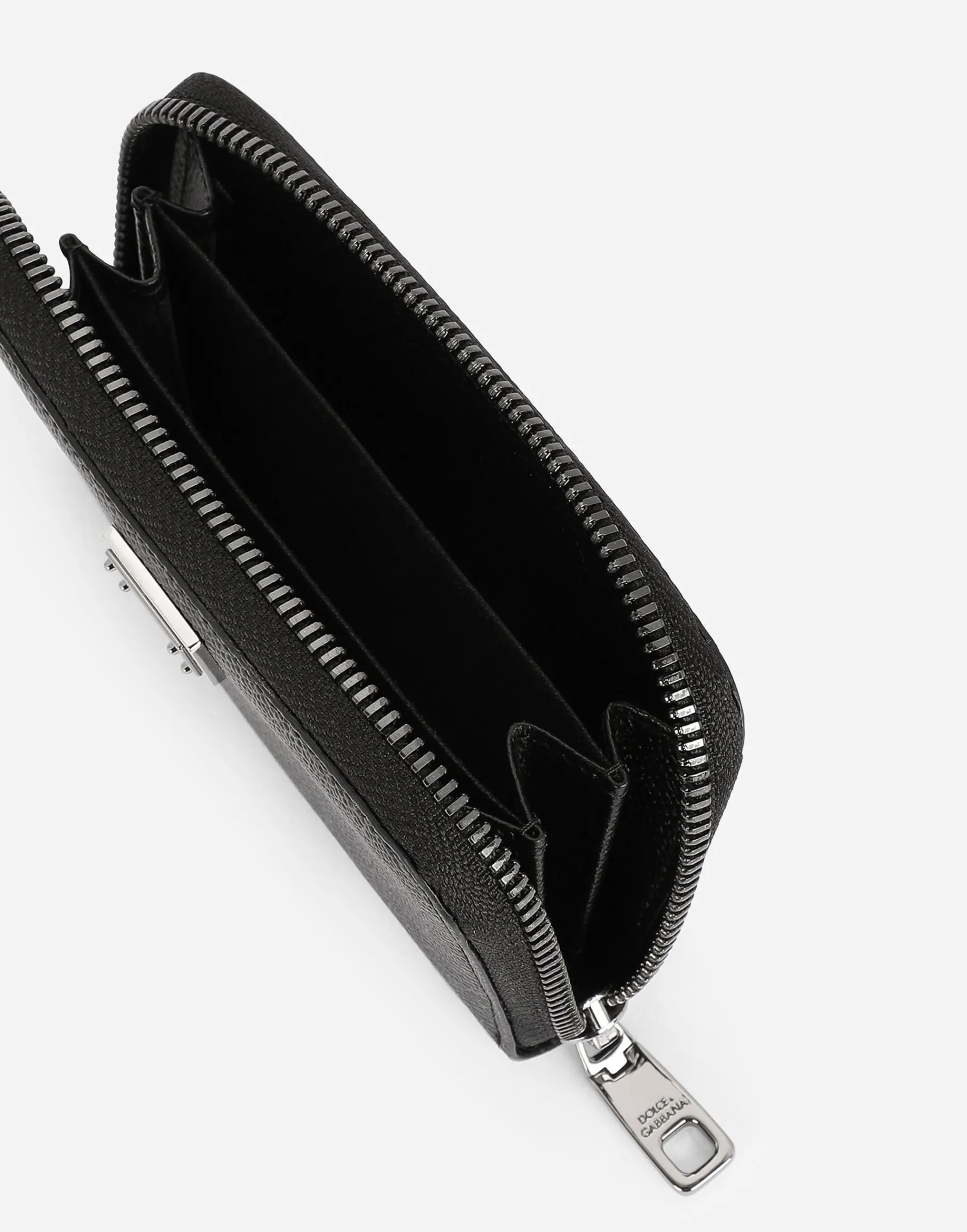 Small calfskin zip-around wallet with logo tag