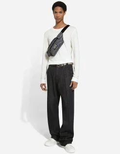 Small coated jacquard belt bag