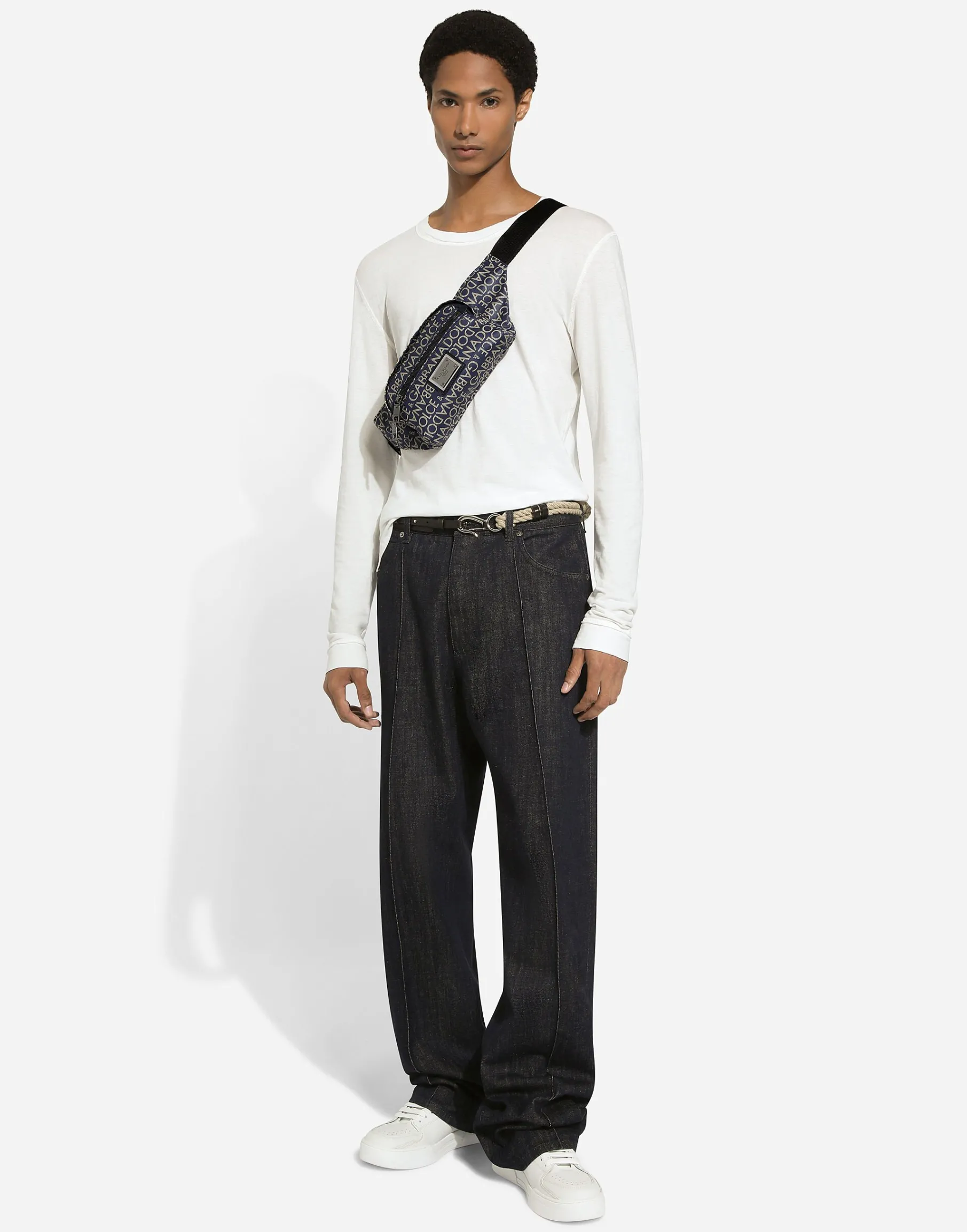 Small coated jacquard belt bag