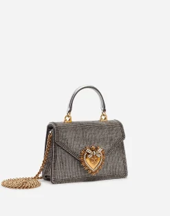 Small Devotion bag in mordore nappa leather with rhinestone detailing