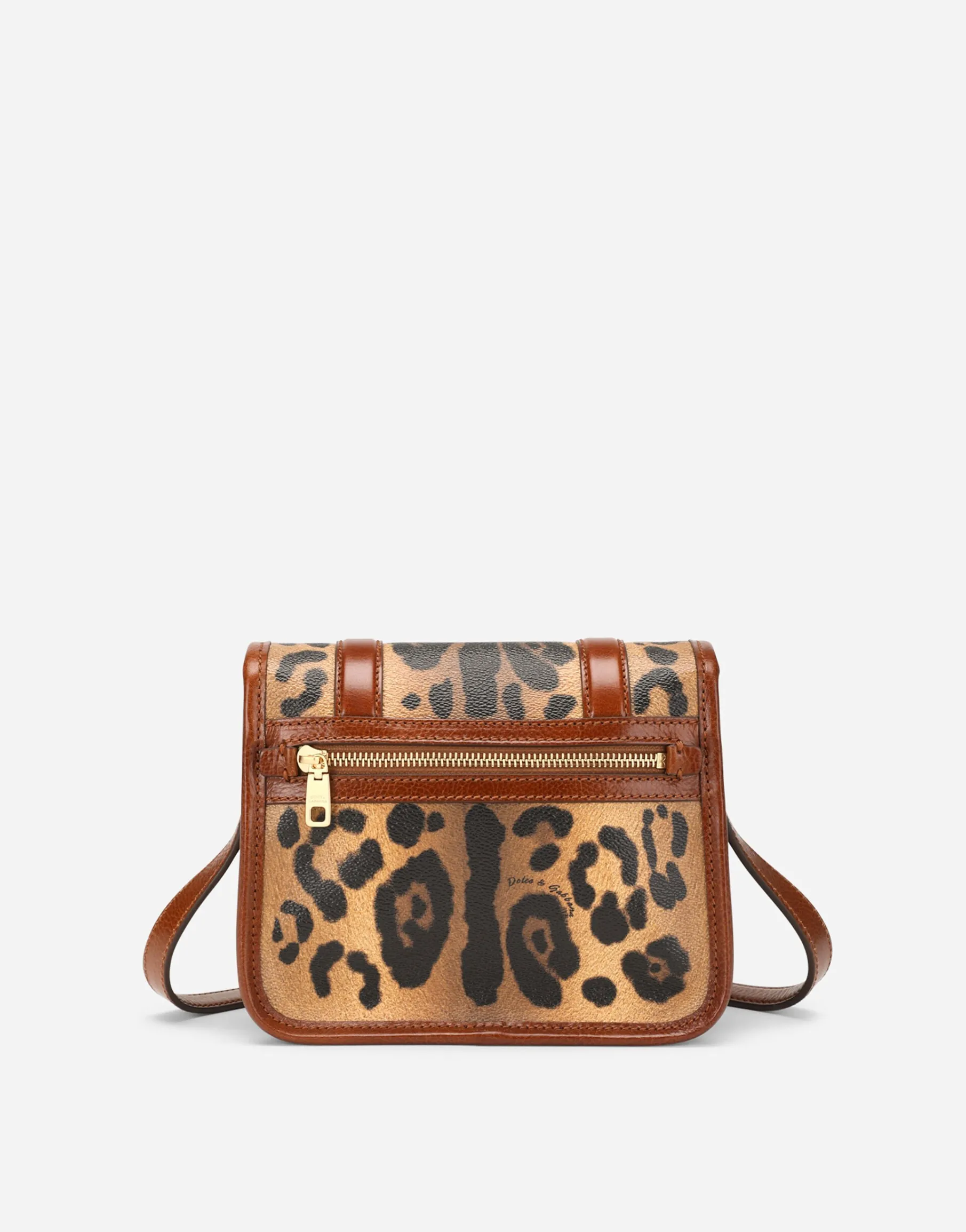 Small messenger bag in leopard-print Crespo with branded plate