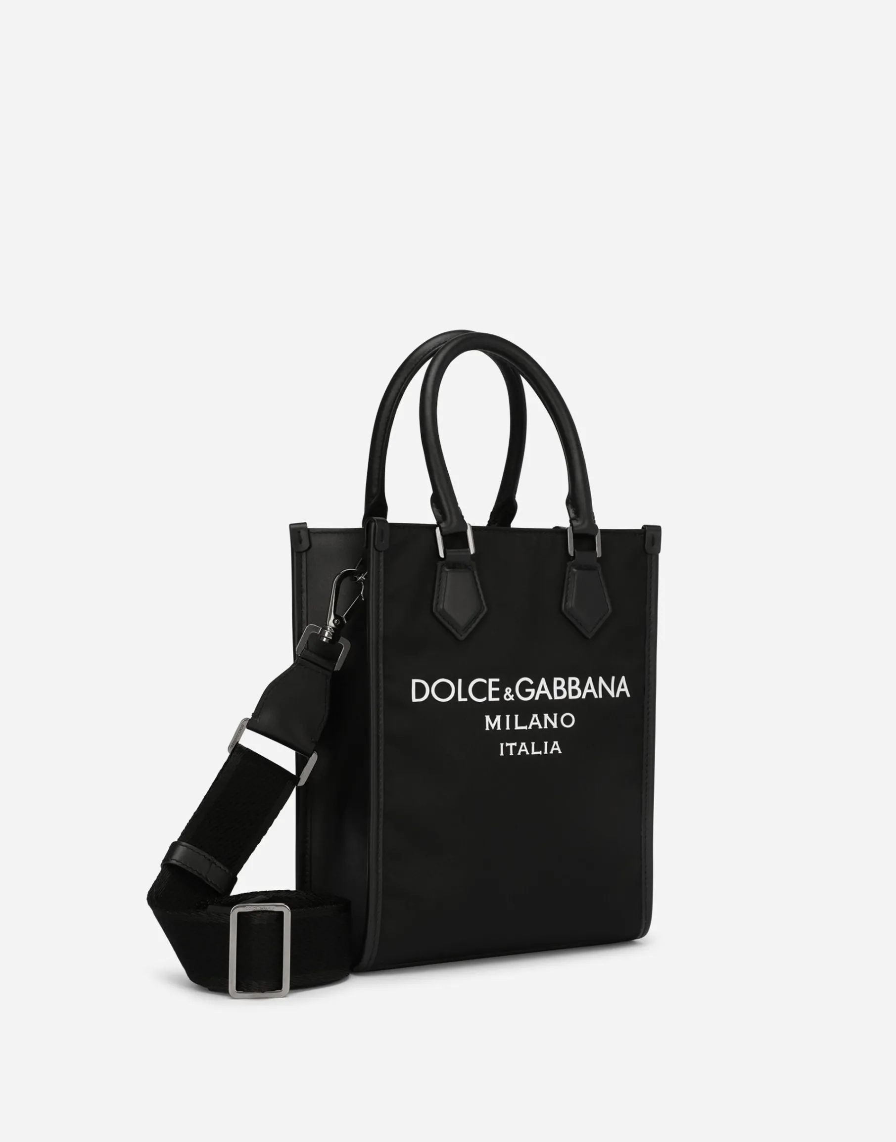 Small nylon bag with rubberized logo