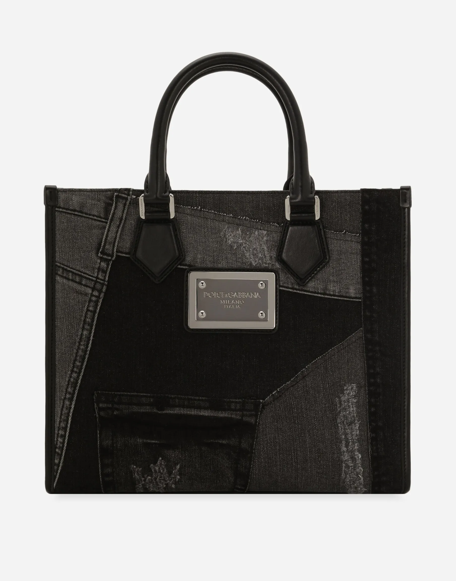 Small patchwork denim shopper