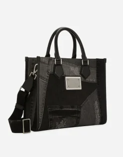 Small patchwork denim shopper