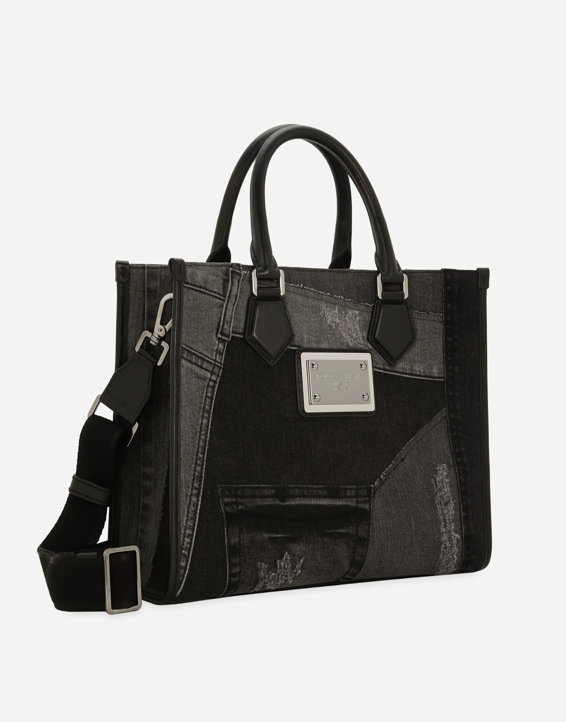 Small patchwork denim shopper