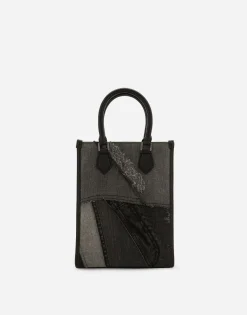 Small patchwork denim shopper