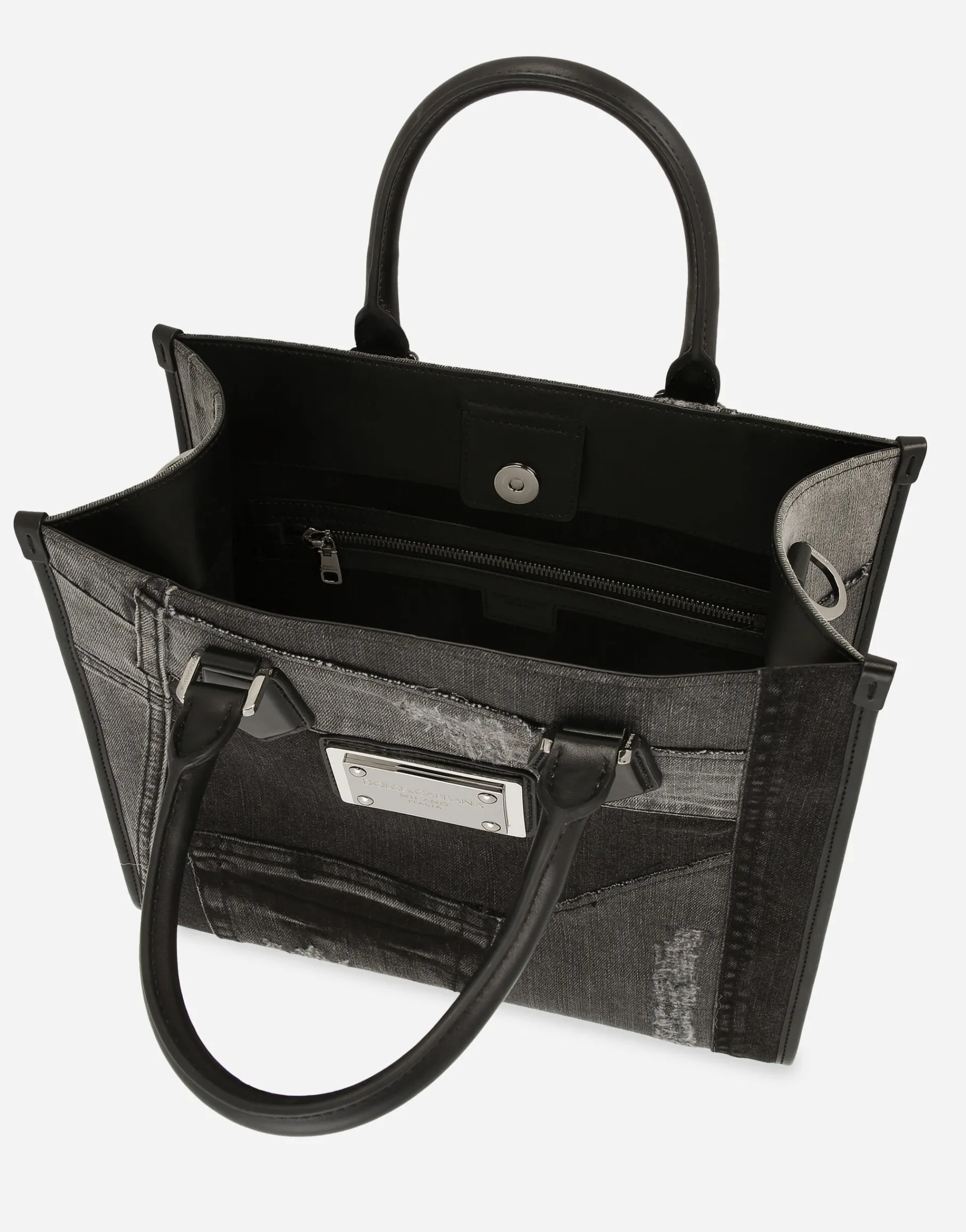 Small patchwork denim shopper
